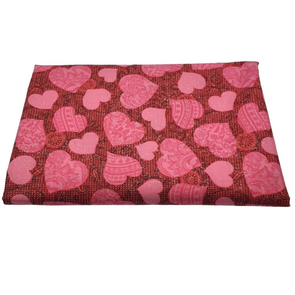 Cotton Sewing Fabric Sewing Sparkle Hearts Valentines Crafts Quilts 1-1/8yd